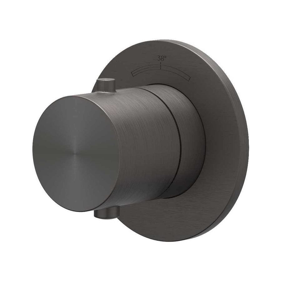 IVY Afbouwdeel doorstroom inbouwstopkraan symmetry met rond rozet – RVS316 gebr. carbon black PVD