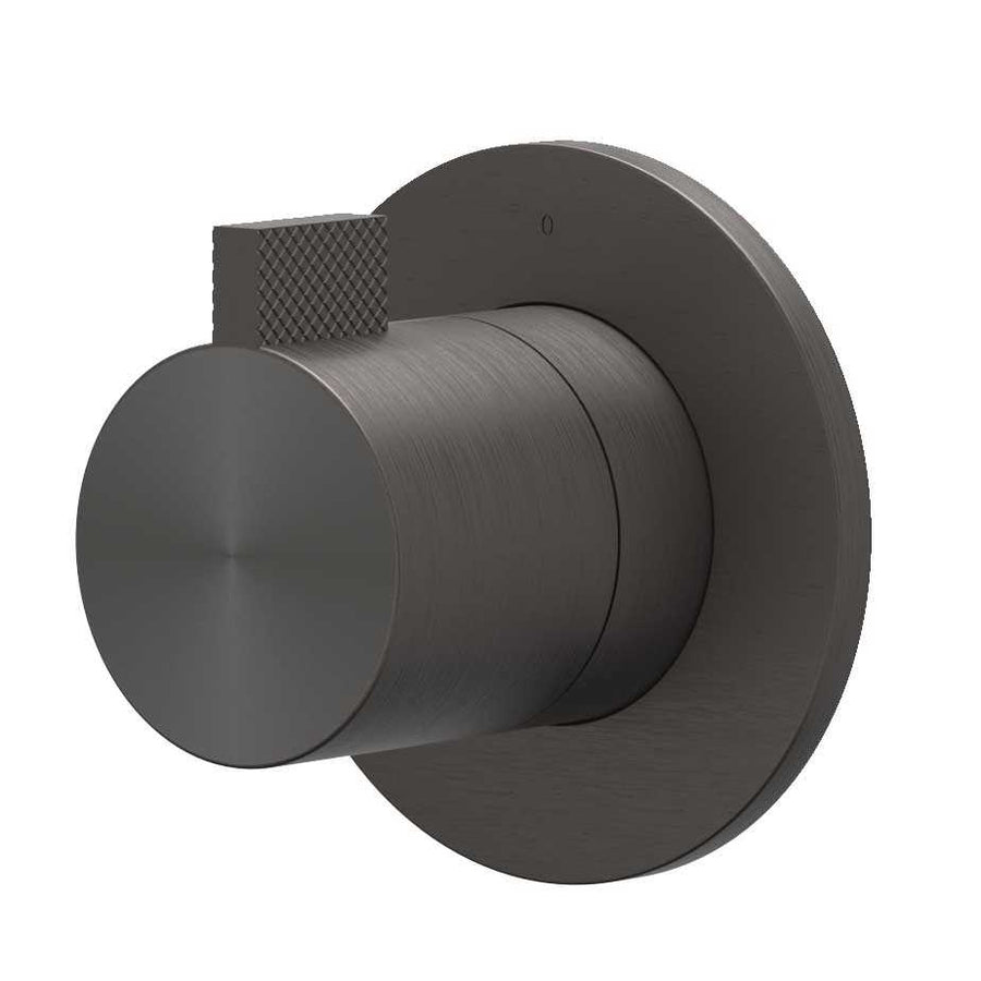 IVY Afbouwdeel doorstroom inbouwstopkraan symmetry met rond rozet – RVS316 gebr. carbon black PVD