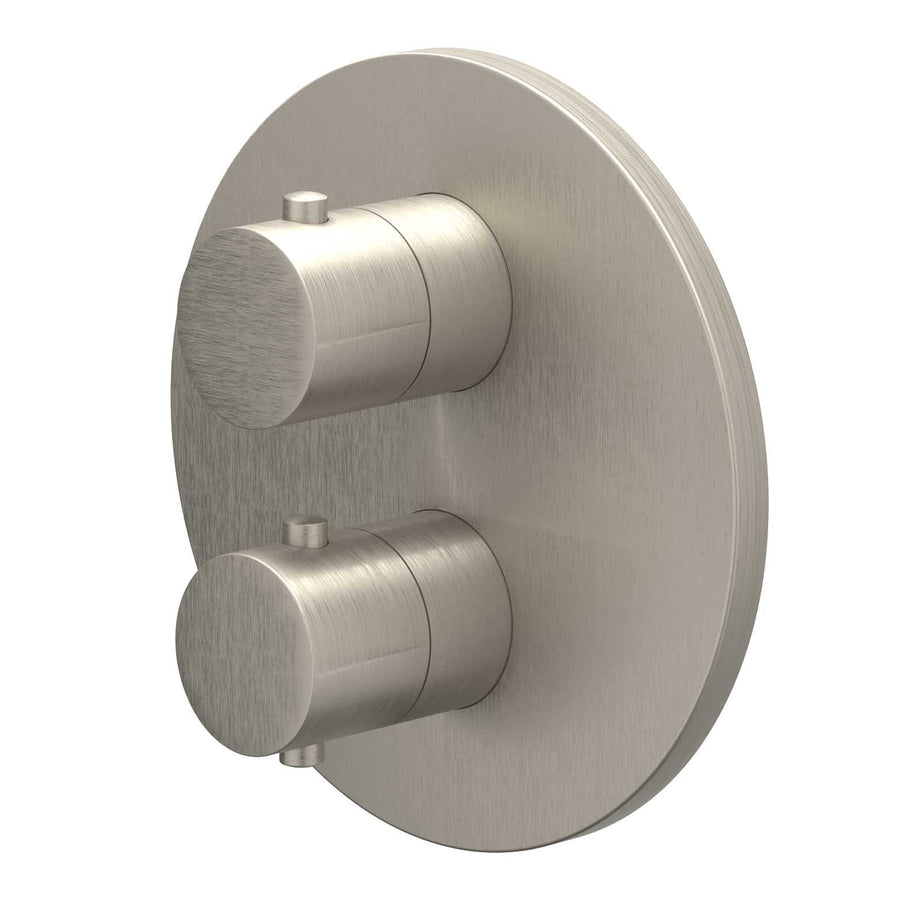 IVY Afbouwdeel inbouwthermostaat met 1 losse stopkraan met rond rozet, Gebr. nickel PVD - productfoto - SKU 6201253
