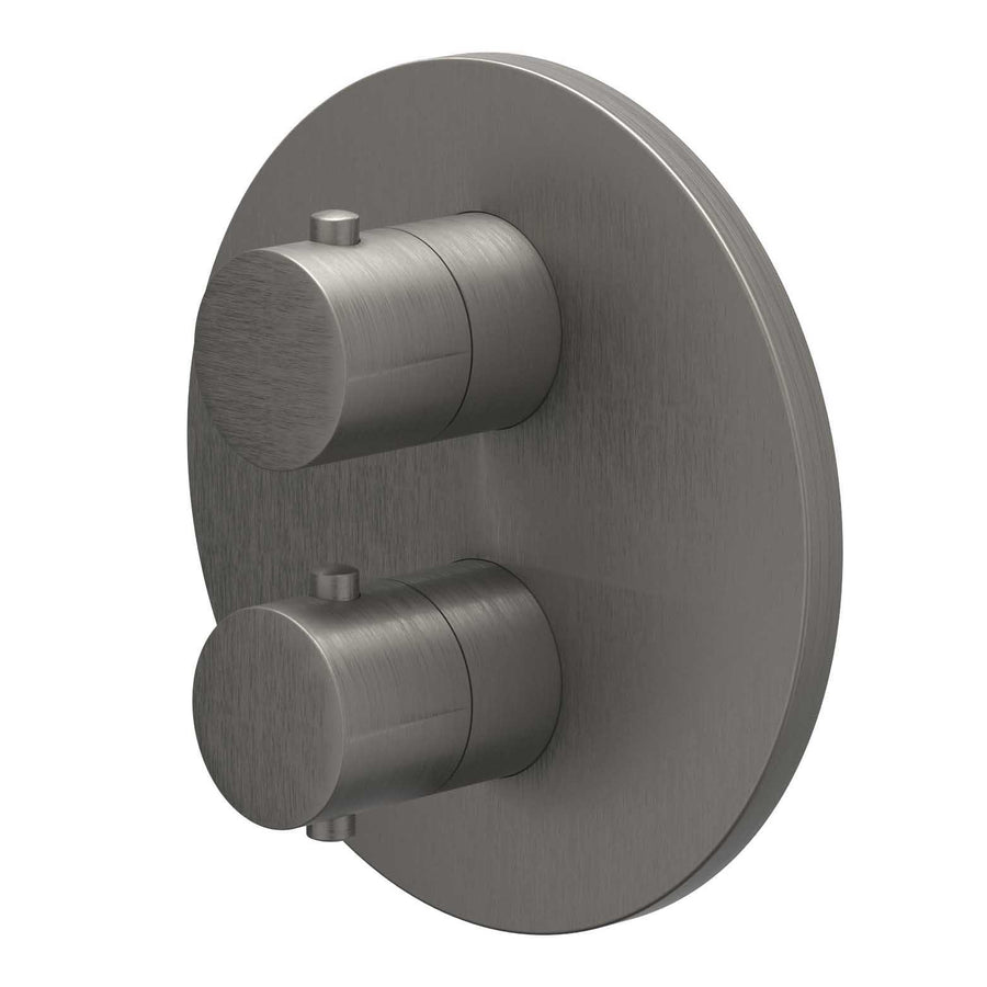 IVY Afbouwdeel inbouwthermostaat met 1 losse stopkraan met rond rozet – Gebr. metal black PVD