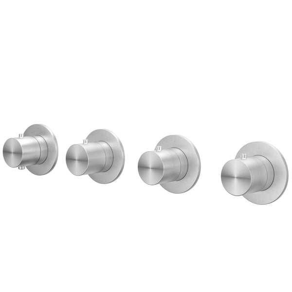 Afbouwdeel inbouwthermostaat met 3 stopkranen symmetry met ronde rozetten