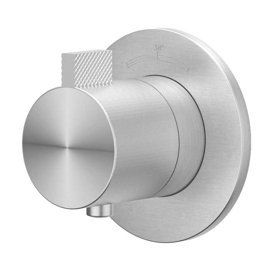 IVY Afbouwdeel inbouwthermostaat symmetry met rond rozet, RVS316 geborsteld - productfoto - SKU 6201331