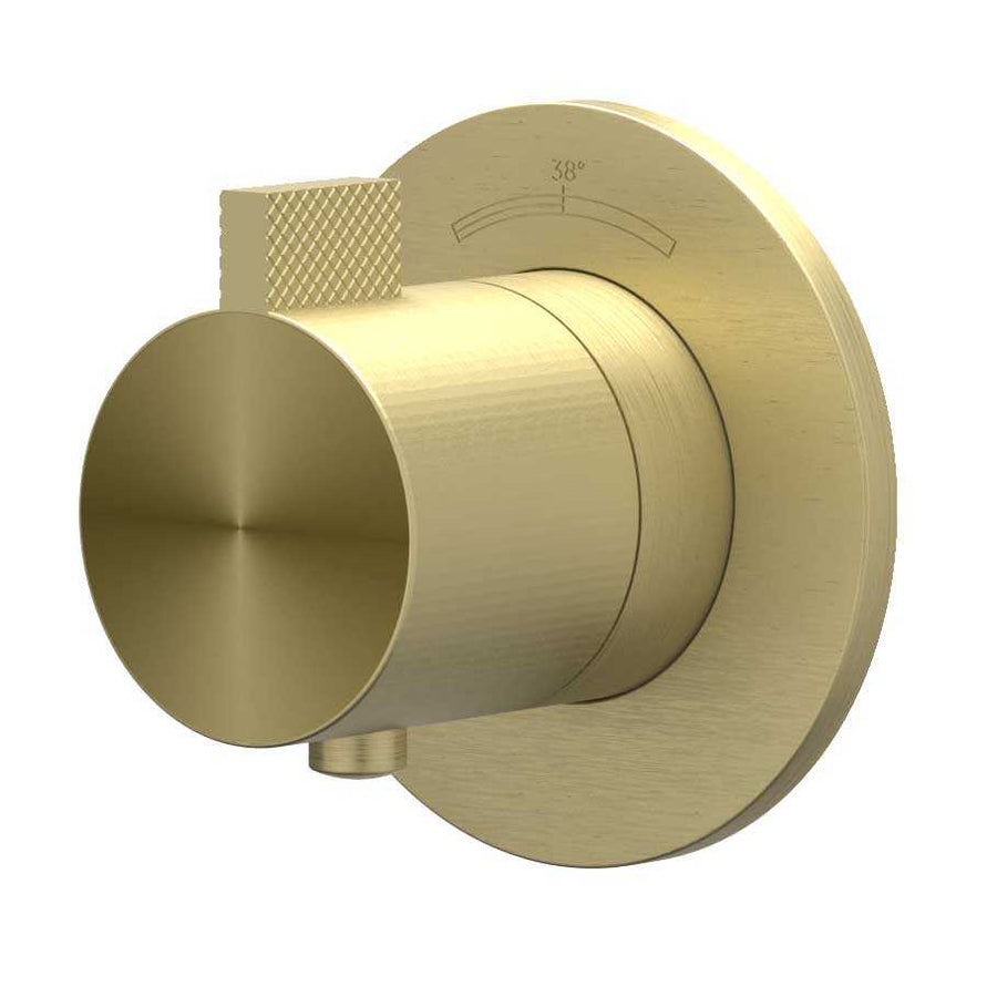 IVY Afbouwdeel inbouwthermostaat symmetry met rond rozet – RVS316 gebr. mat goud PVD