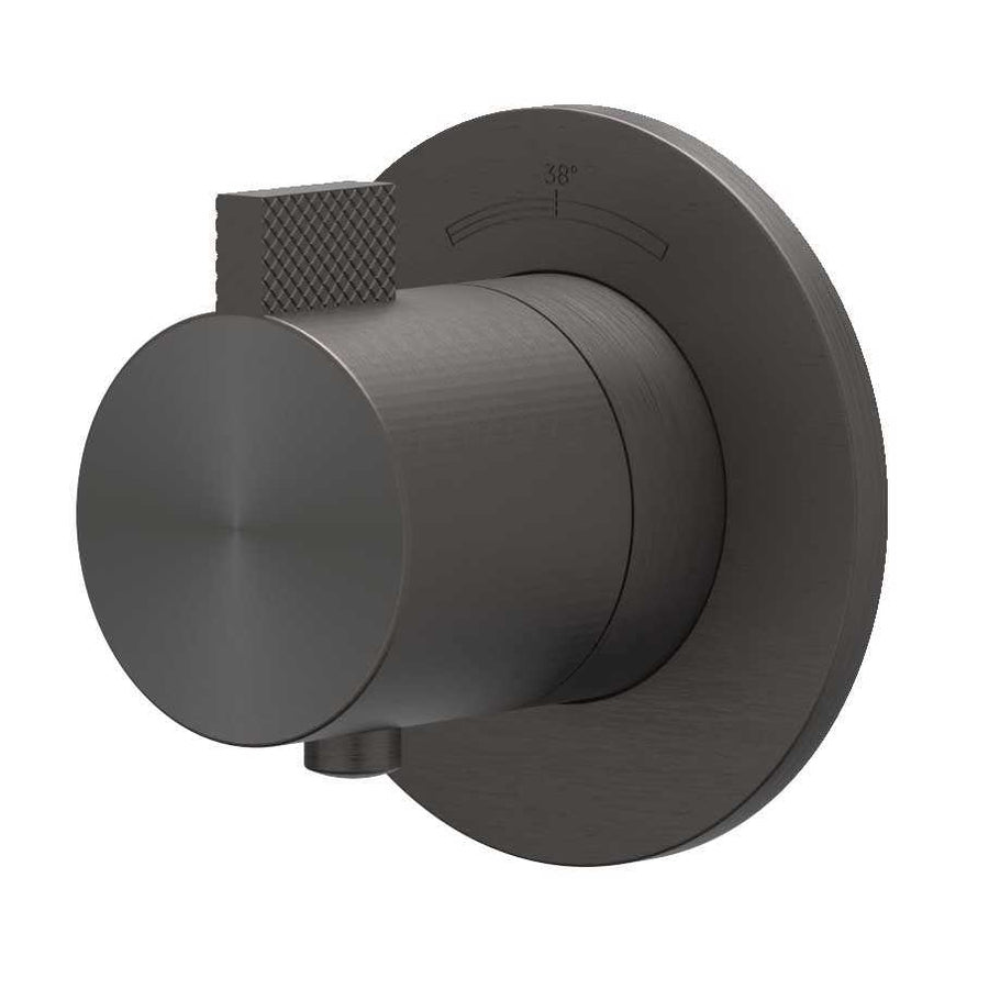 IVY Afbouwdeel inbouwthermostaat symmetry met rond rozet – RVS316 gebr. carbon black PVD
