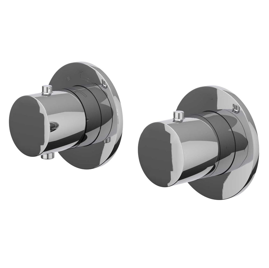 IVY Afbouwdeel inbouwthermostaat met 2-weg stop-omstel symmetry met ronde rozetten, Chroom - productfoto - SKU 6201361