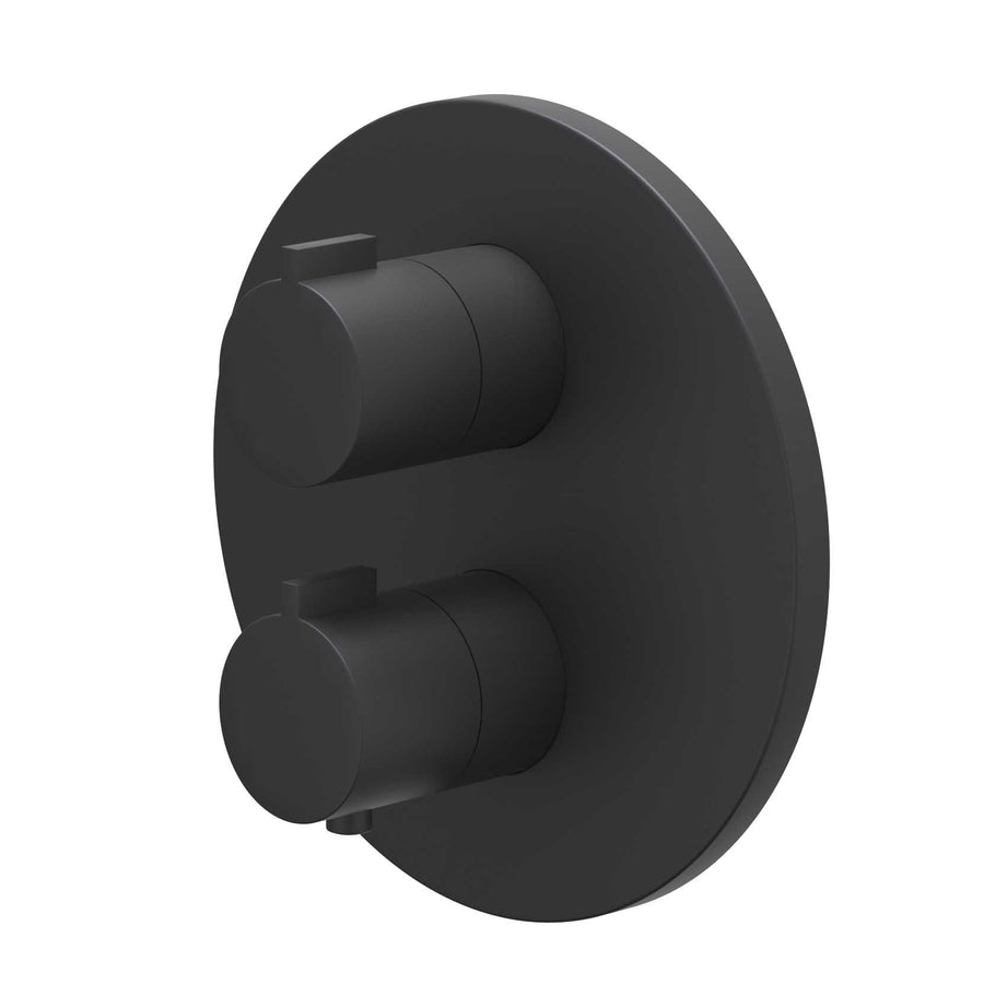 IVY Afbouwdeel inbouwthermostaat met 2-weg stop-omstel met rond rozet, Mat zwart PED - productfoto - SKU 6202152