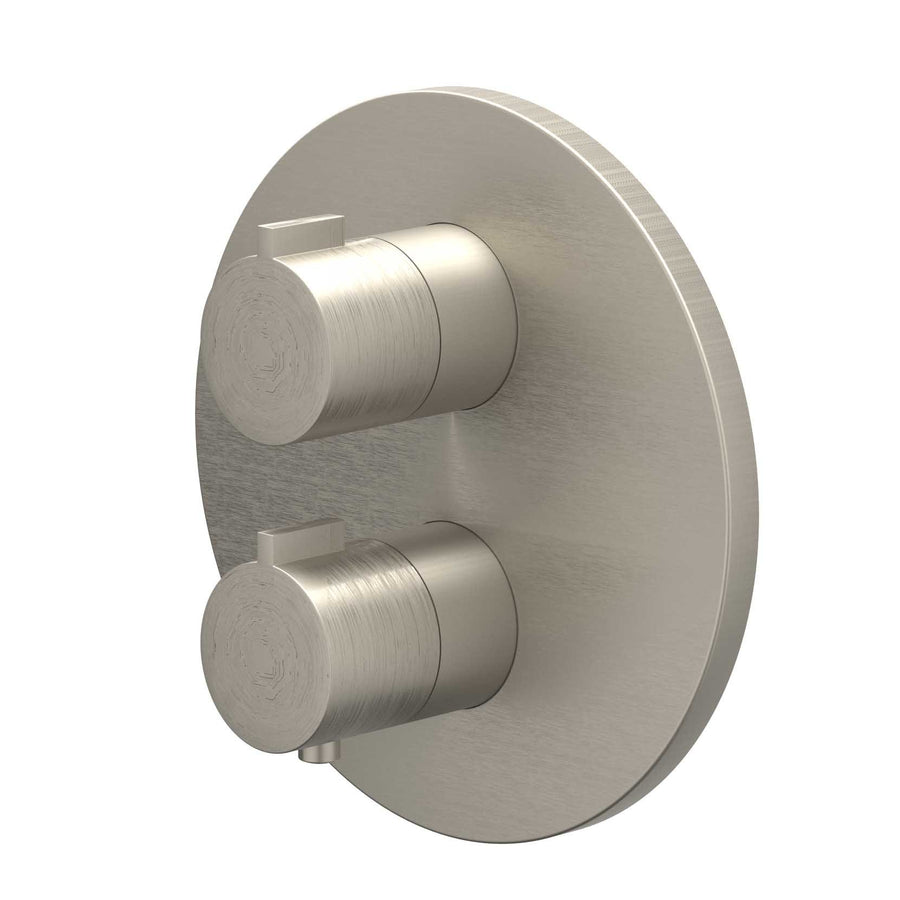 IVY Afbouwdeel inbouwthermostaat met 2-weg stop-omstel met rond rozet, Gebr. nickel PVD - productfoto - SKU 6202153