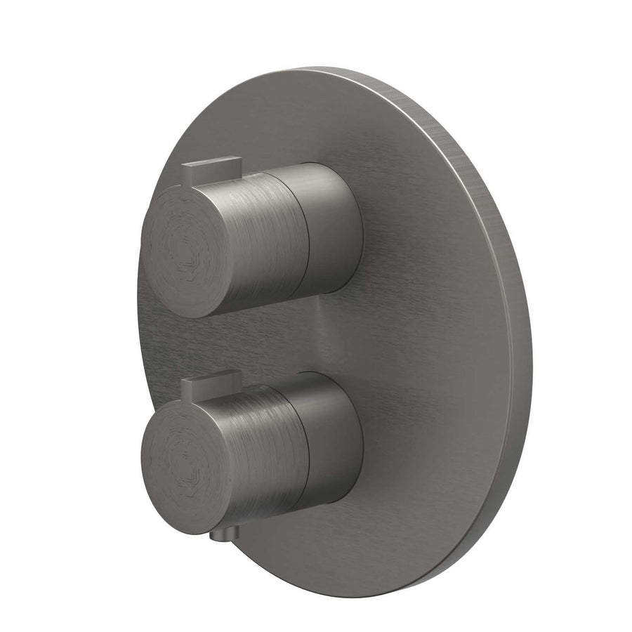IVY Afbouwdeel inbouwthermostaat met 2-weg stop-omstel met rond rozet – Gebr. metal black PVD