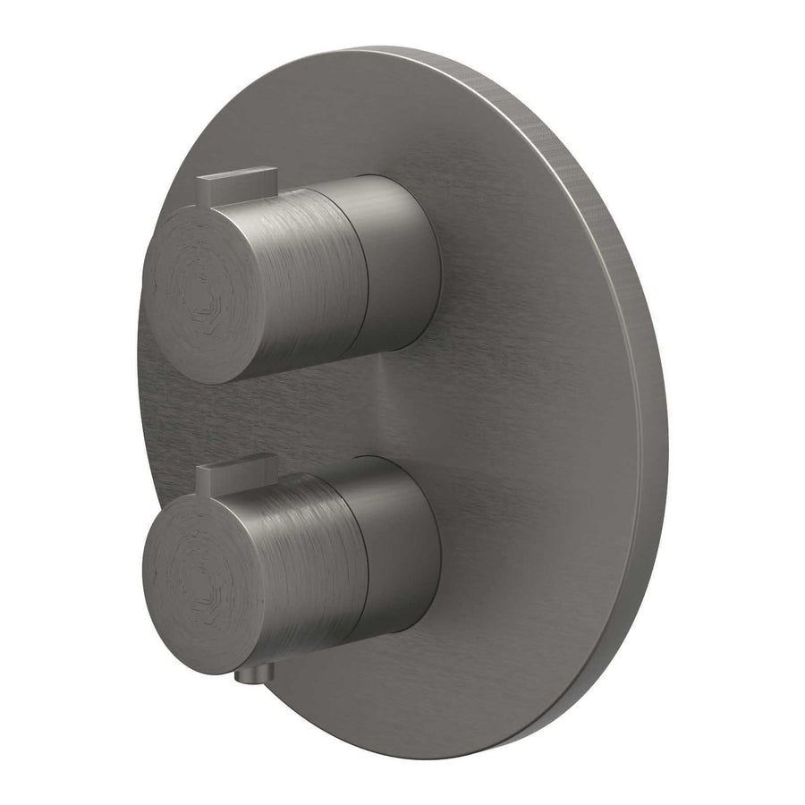 IVY Afbouwdeel inbouwthermostaat met 3-weg stop-omstel met rond rozet – Gebr. metal black PVD