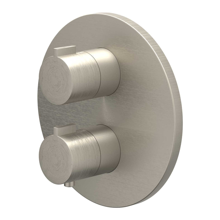 IVY Afbouwdeel inbouwthermostaat met 1 losse stopkraan met rond rozet, Gebr. nickel PVD - productfoto - SKU 6202253