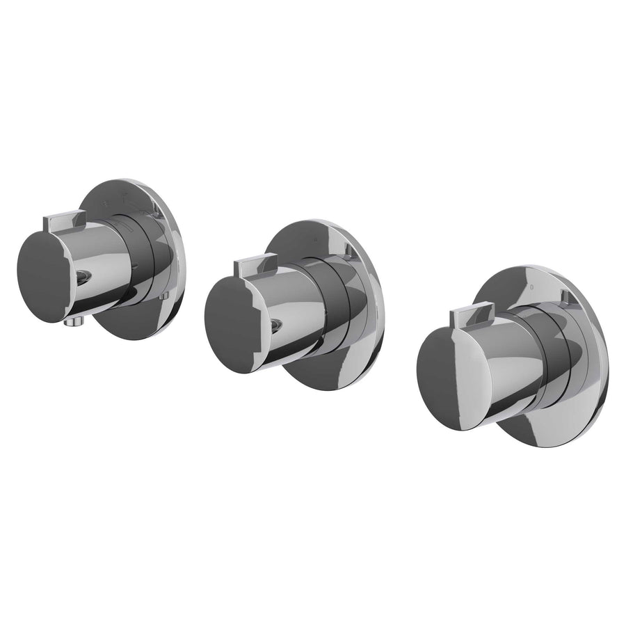 IVY Afbouwdeel inbouwthermostaat met 2 stopkranen symmetry met ronde rozetten, Chroom - productfoto - SKU 6202351