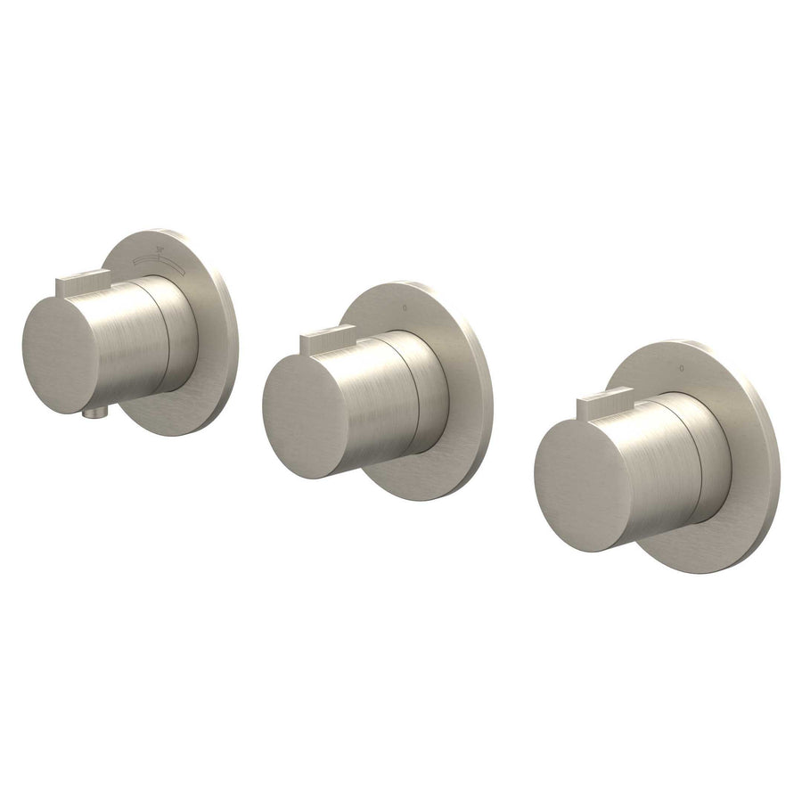 IVY Afbouwdeel inbouwthermostaat met 2 stopkranen symmetry met ronde rozetten – Gebr. nickel PVD