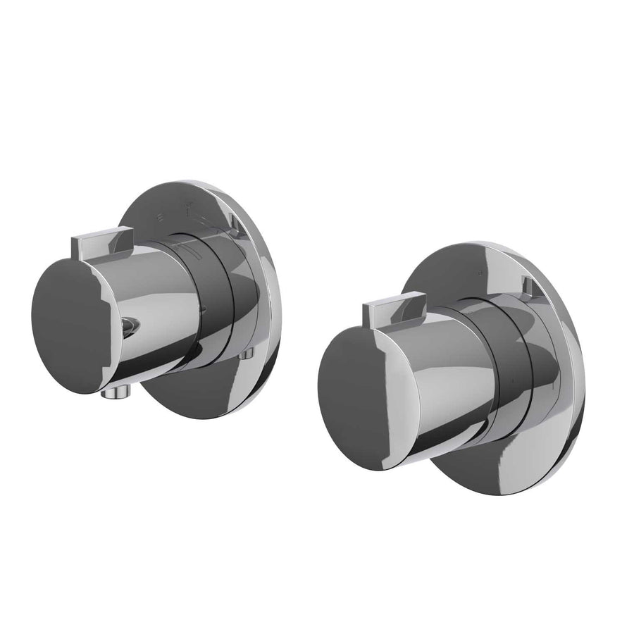 IVY Afbouwdeel inbouwthermostaat met 2-weg stop-omstel symmetry met ronde rozetten, Chroom - productfoto - SKU 6202361