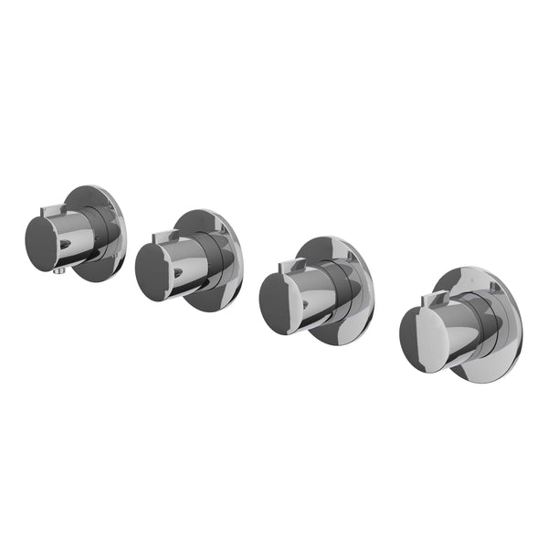 Afbouwdeel inbouwthermostaat met 3 stopkranen symmetry met ronde rozetten