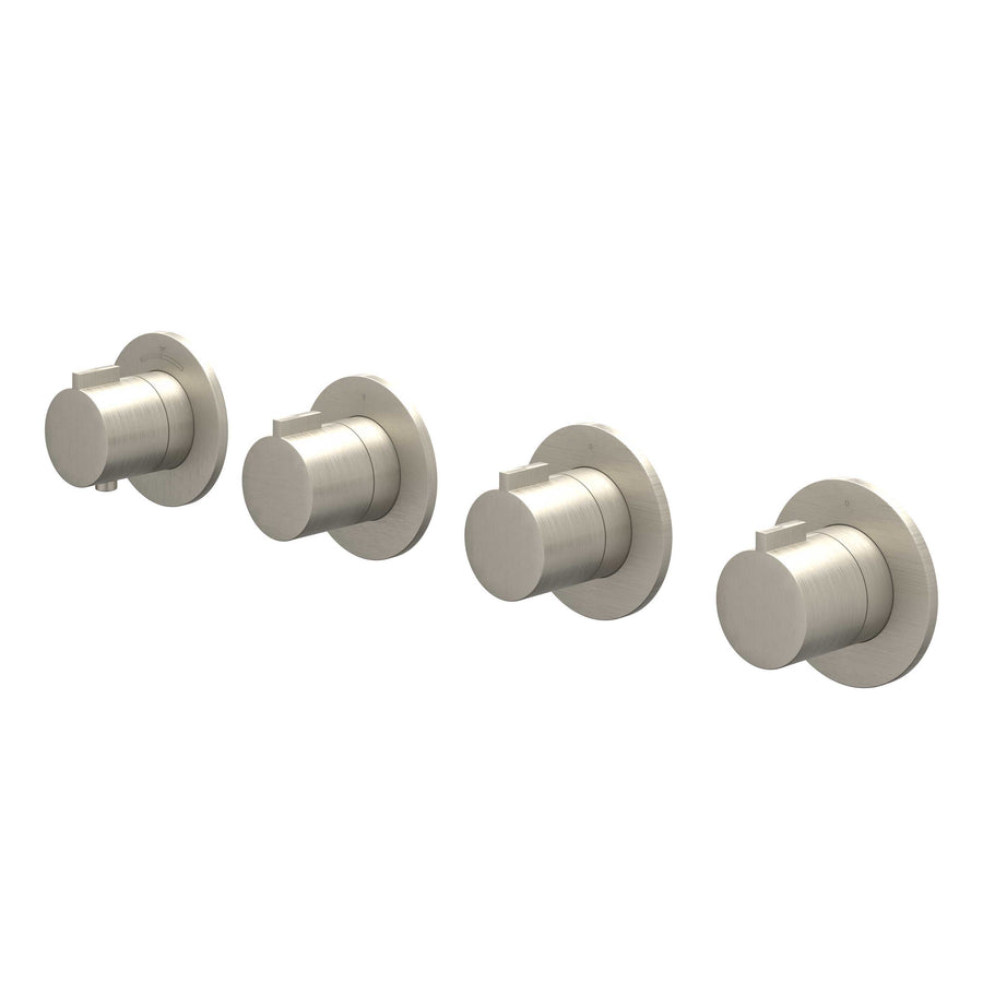 IVY Afbouwdeel inbouwthermostaat met 3 stopkranen symmetry met ronde rozetten – Gebr. nickel PVD