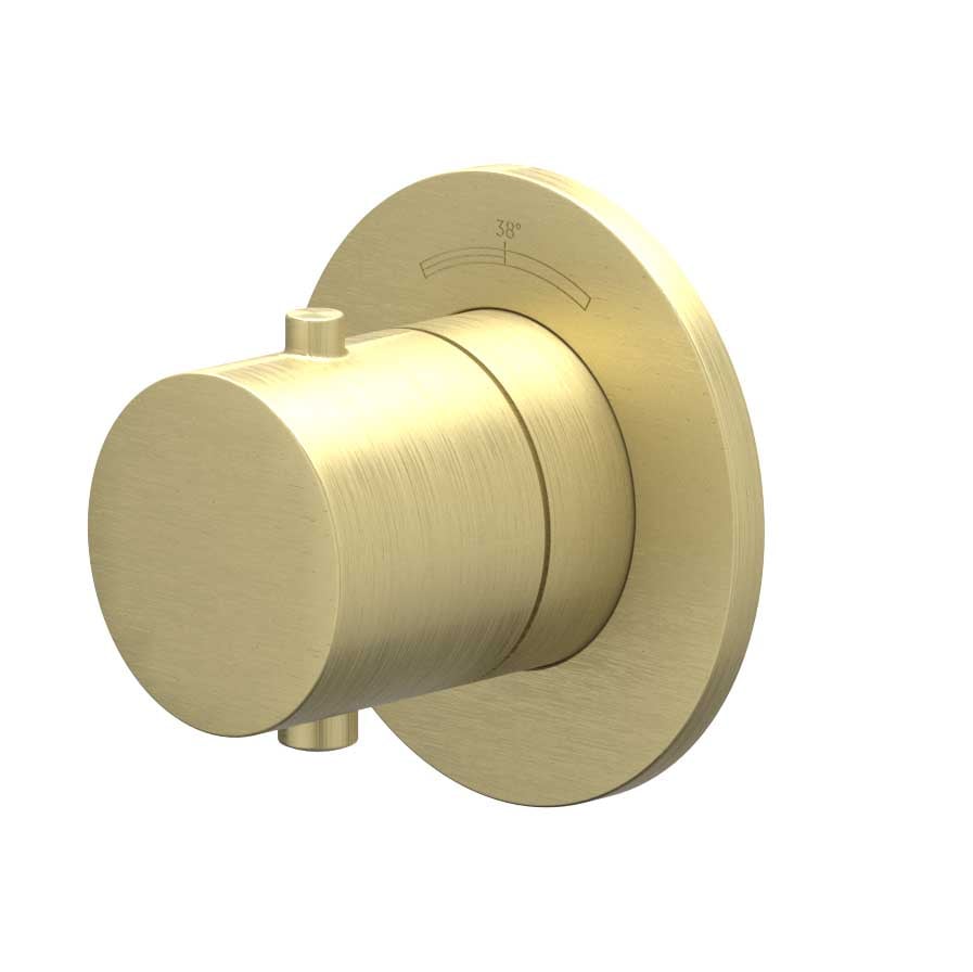 IVY Afbouwdeel inbouwthermostaat symmetry met rond rozet, Gebr. mat goud PVD - productfoto - SKU 6202414