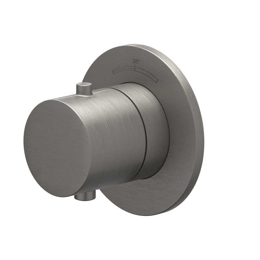 IVY Afbouwdeel inbouwthermostaat symmetry met rond rozet – Gebr. metal black PVD
