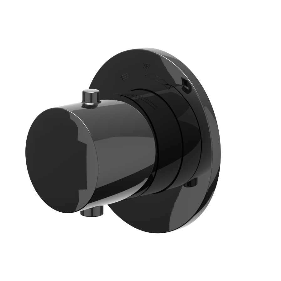 IVY Afbouwdeel inbouwthermostaat symmetry met rond rozet – Zwart chroom PVD