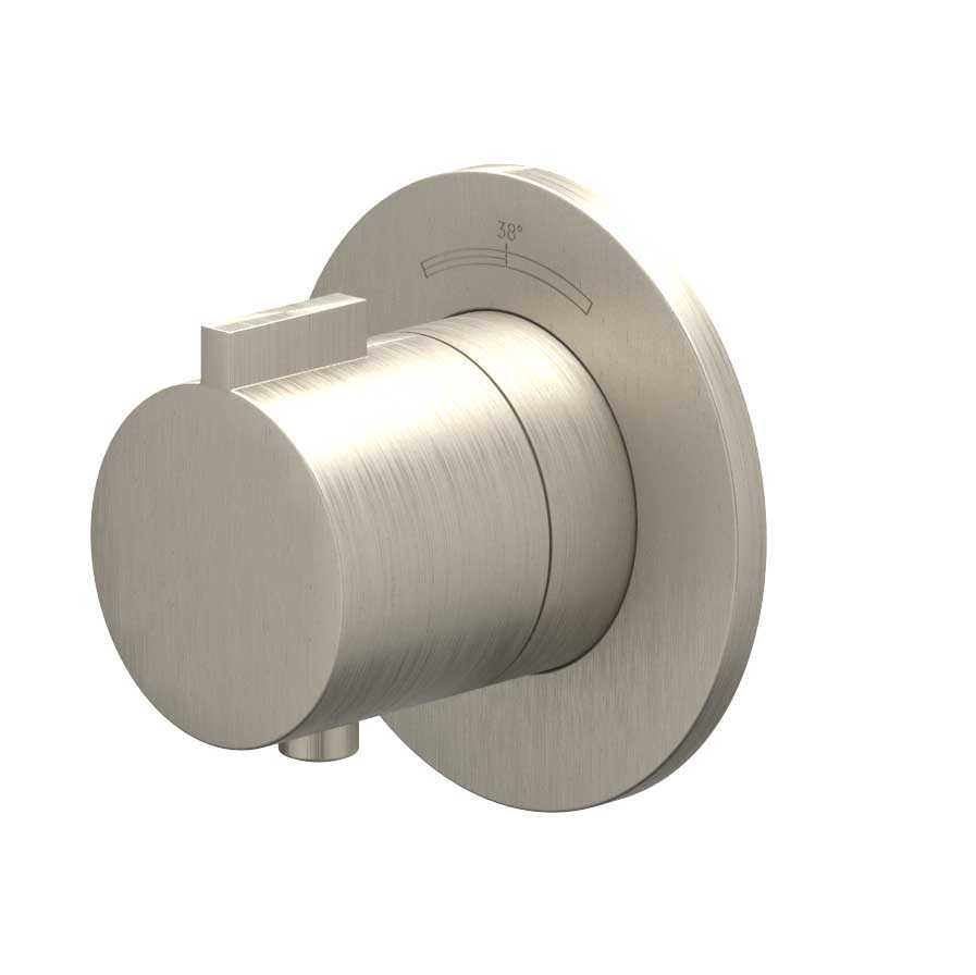 IVY Afbouwdeel inbouwthermostaat symmetry met rond rozet – Gebr. nickel PVD
