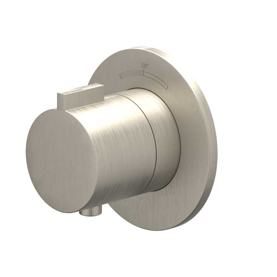 IVY Afbouwdeel inbouwthermostaat symmetry met rond rozet, Gebr. nickel PVD - productfoto - SKU 6202423