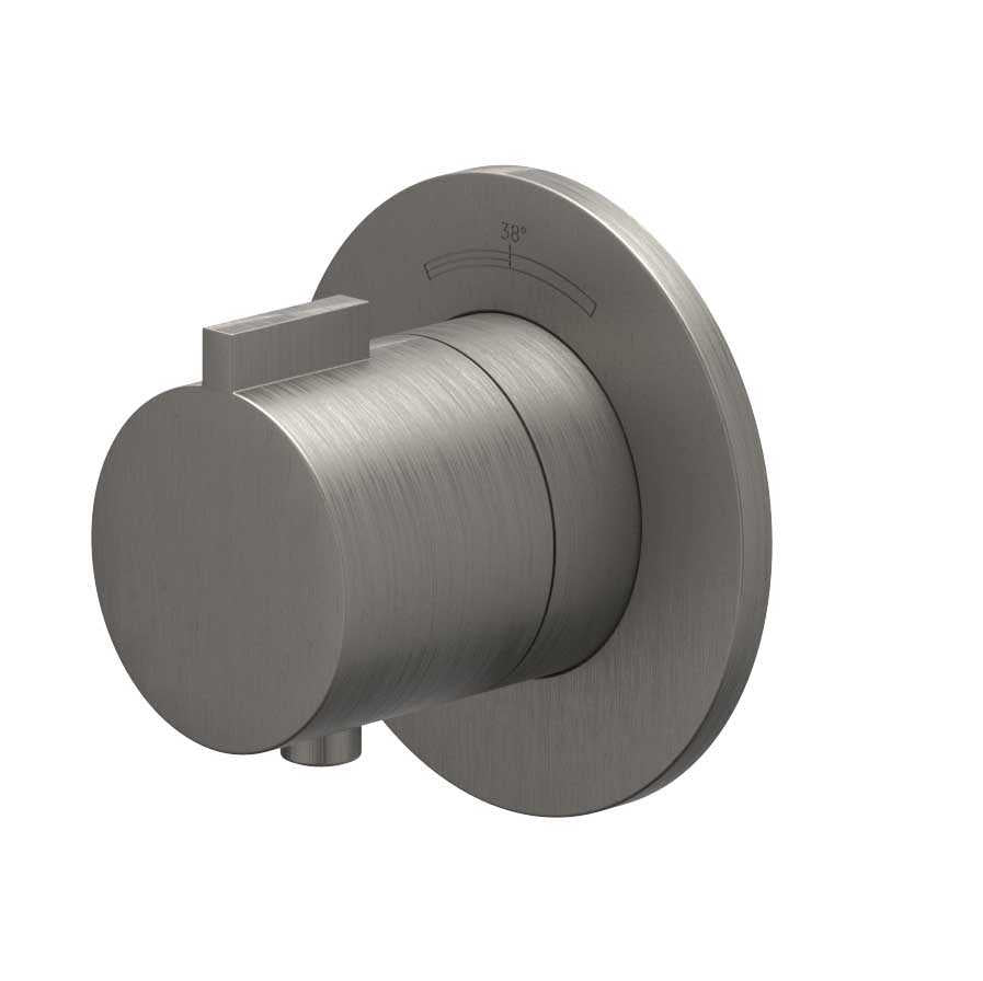 IVY Afbouwdeel inbouwthermostaat symmetry met rond rozet – Gebr. metal black PVD
