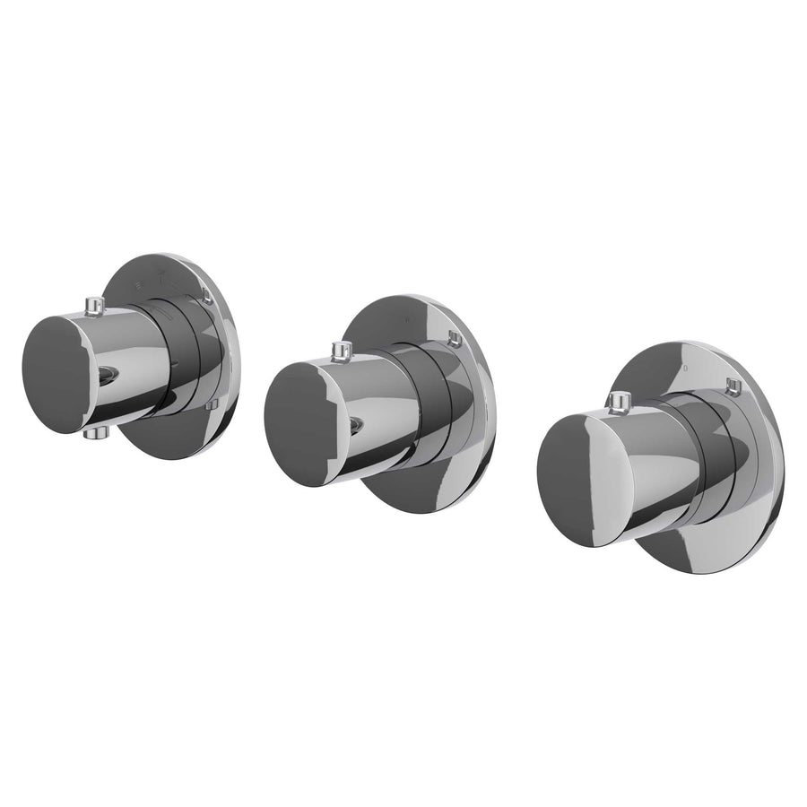 IVY Afbouwdeel inbouwthermostaat met 2 stopkranen symmetry met ronde rozetten, Chroom - productfoto - SKU 6202471