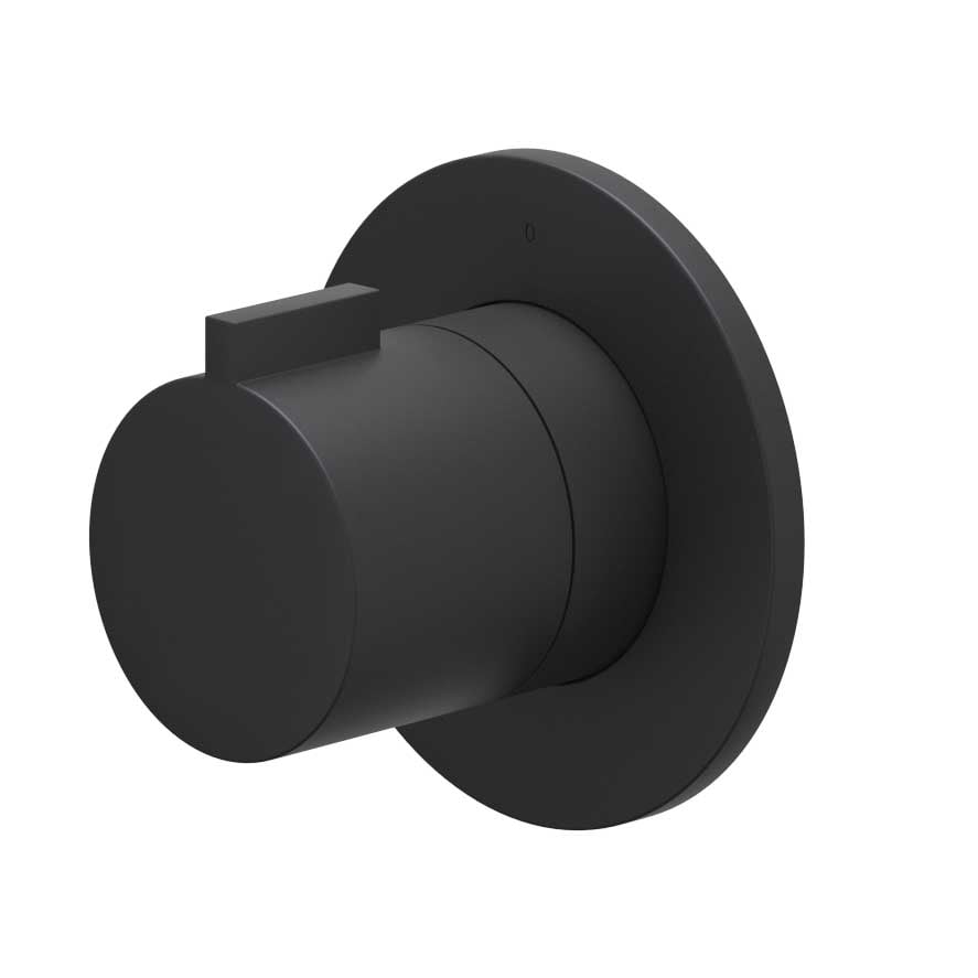 IVY Afbouwdeel flow-through stopkraan symmetry met rond rozet, Mat zwart PED - productfoto - SKU 6202592
