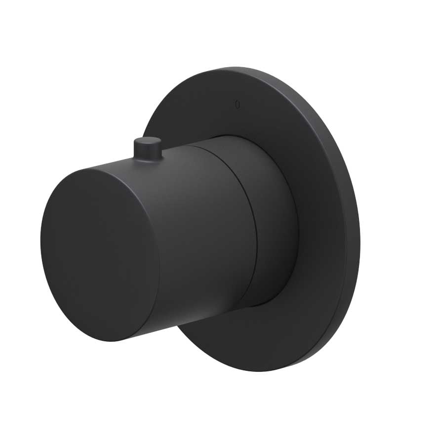 IVY Afbouwdeel flow-through stopkraan symmetry met rond rozet, Mat zwart PED - productfoto - SKU 6202602