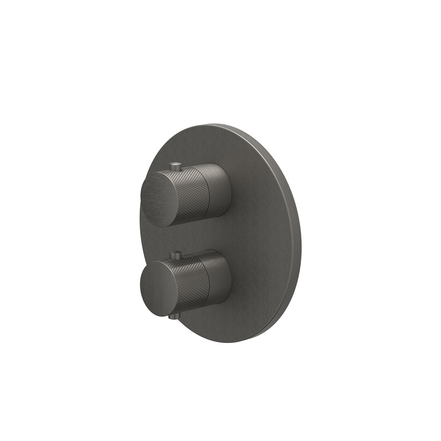 IVY Afbouwdeel inbouwthermostaat met 3-weg stop-omstel met rond rozet – Gebr. metal black PVD