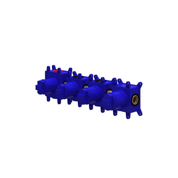 Inbouwbox t.b.v. inbouwthermostaat symmetry 4-gats met 2 stopkranen en box voor wandsteun