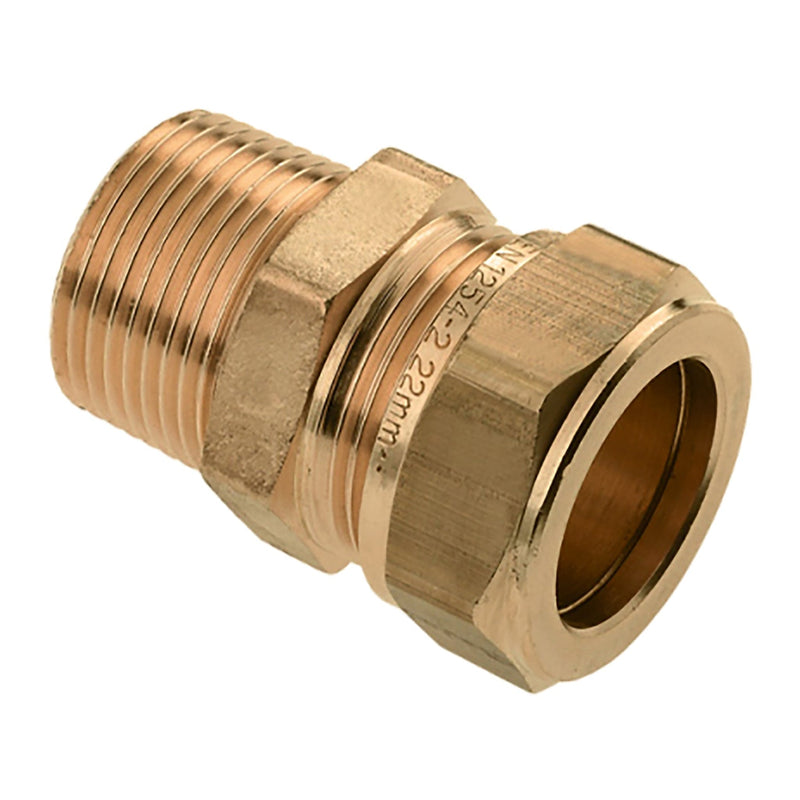 Riko puntstuk messing Kiwa Gastec 1" bu x 22 mm knel - productfoto