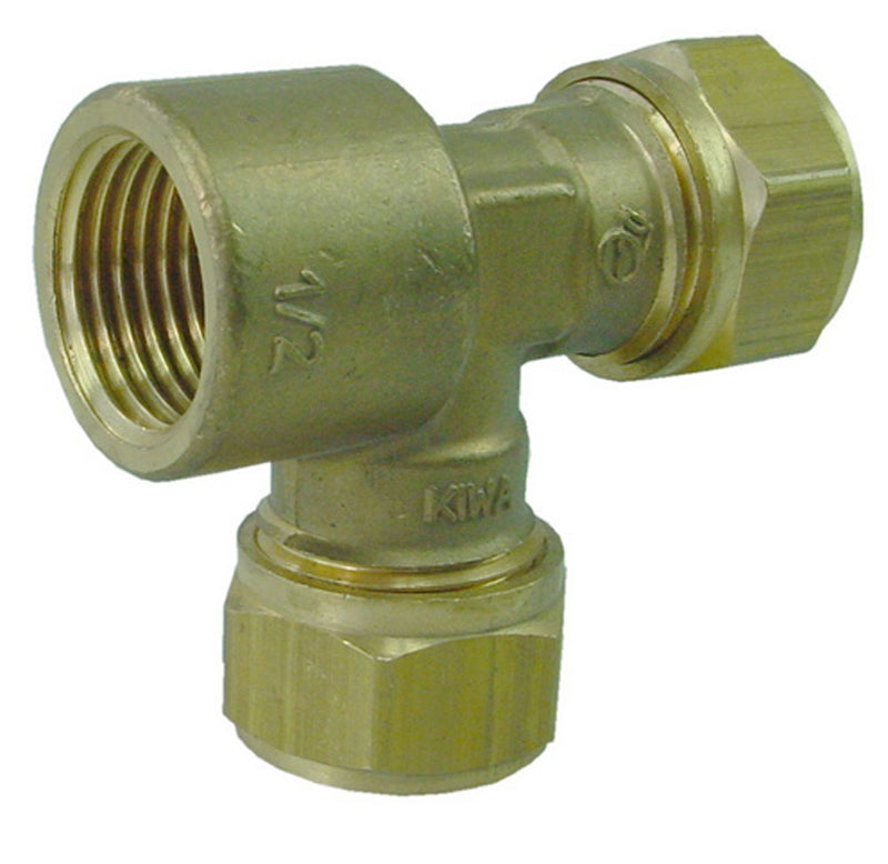 Riko knelkoppeling T-stuk 22 x 22 x 1/2" messing - productfoto