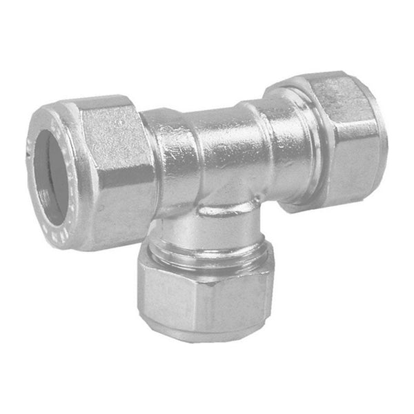 Riko knelkoppeling T-stuk Gastec 15 mm bi vernikkeld