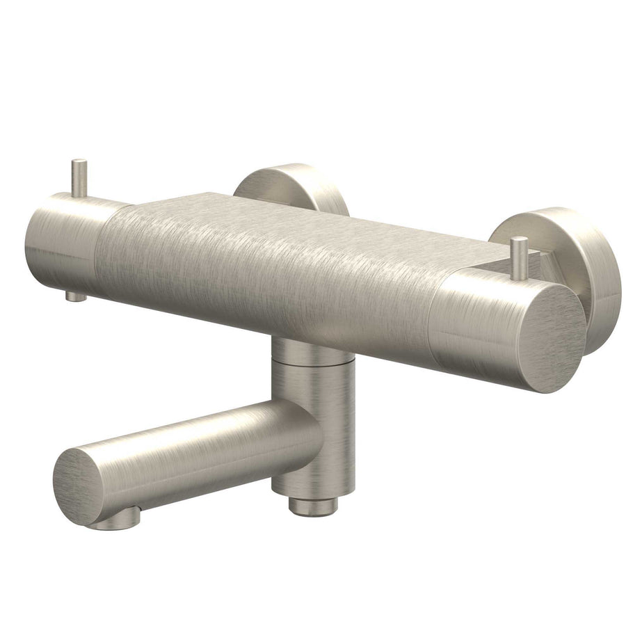 IVY Badthermostaatkraan opbouw met wegdraaibare baduitloop met omstel cooltouch – Gebr. nickel PVD