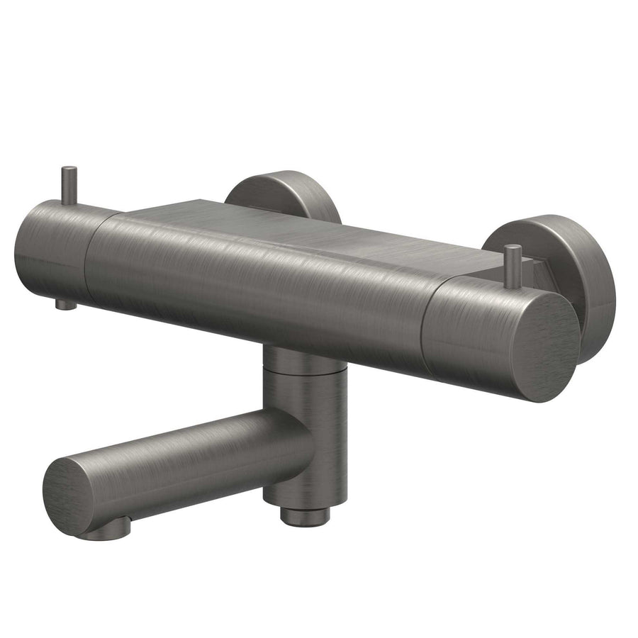 IVY Badthermostaatkraan opbouw met wegdraaibare baduitloop met omstel cooltouch – Gebr. metal black PVD