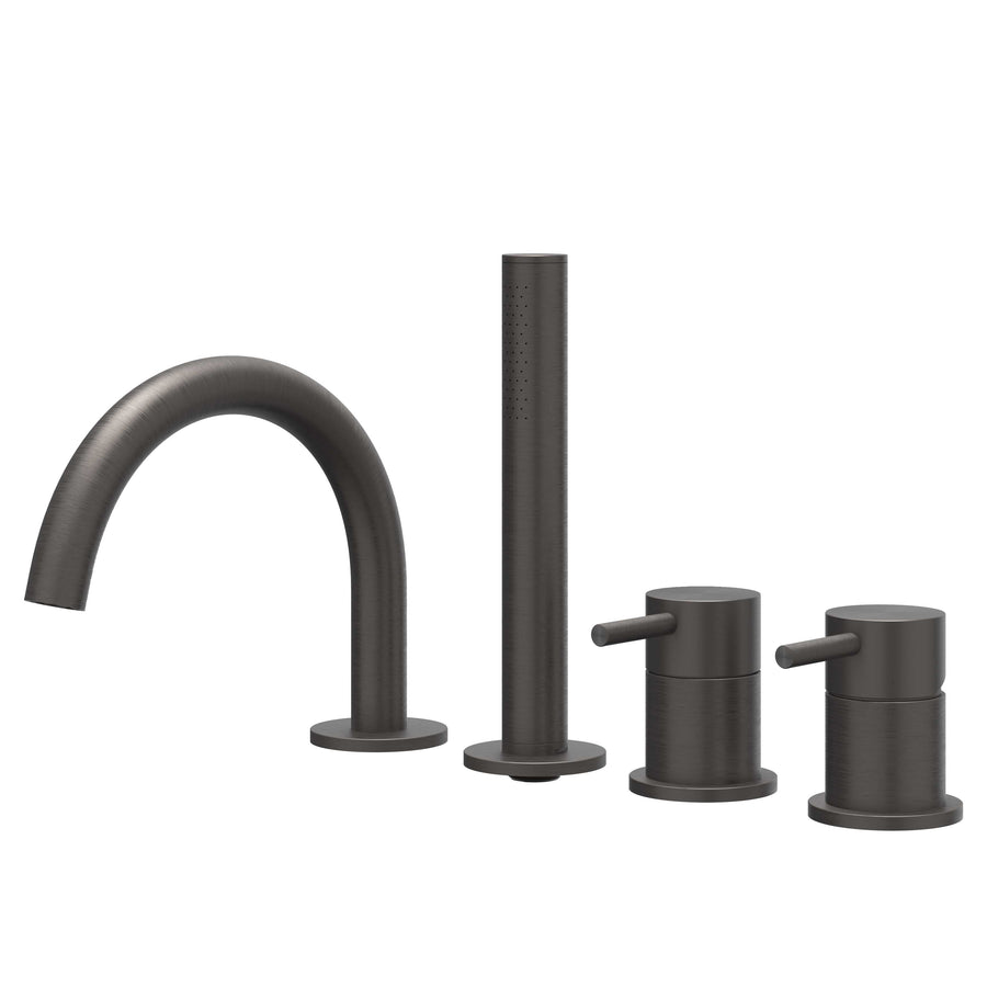 IVY Badrandcombinatie 4-gats mengkraan met draaibare uitloop uittrekbare handdouche, RVS316 gebr. carbon black PVD - productfoto - SKU 6301164