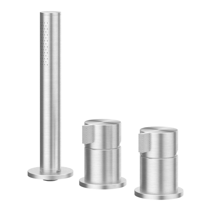 IVY Badrandcombinatie 3-gats mengkraan met uittrekbare handdouche zonder uitloop, RVS316 geborsteld - productfoto - SKU 6301181