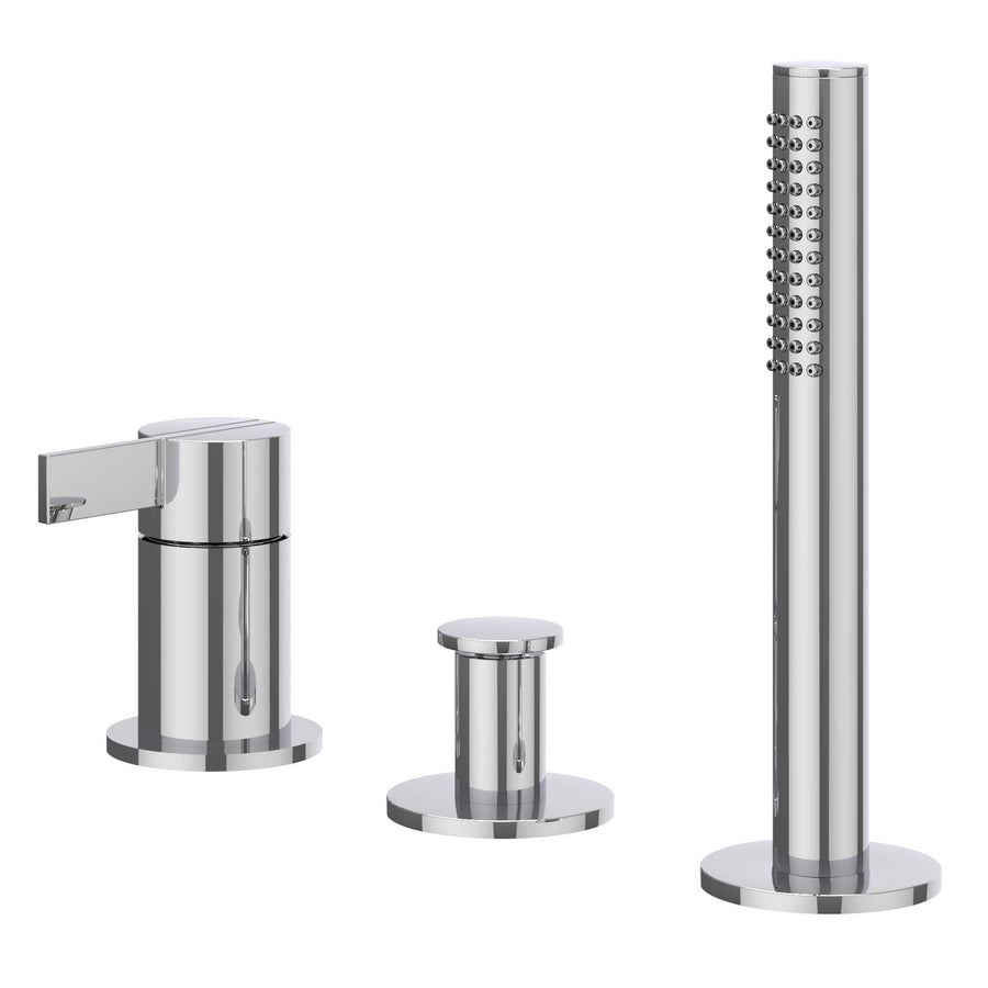 IVY Badrandcombinatie 3-gats mengkraan met uittrekbare handdouche zonder uitloop, Chroom - productfoto - SKU 6302101