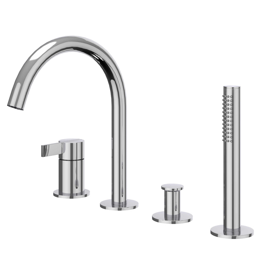 IVY Badrandcombinatie 4-gats mengkraan met draaibare uitloop uittrekbare handdouche, Chroom - productfoto - SKU 6302151