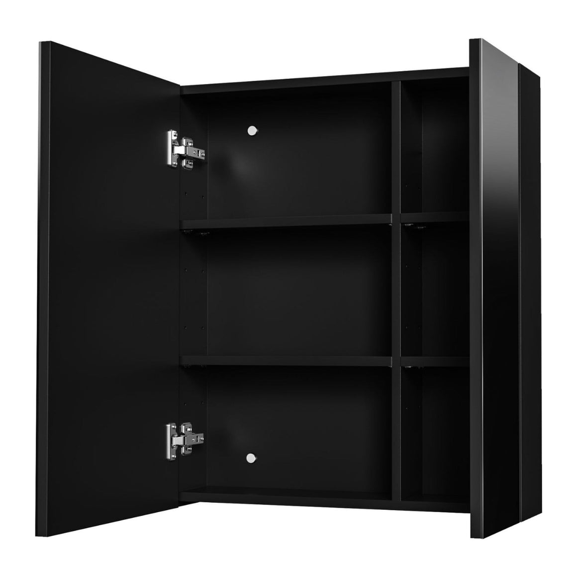 Aloni Hayat spiegelkast – 2 asymmetrische enkelzijdige spiegeldeuren – Mat zwart 60x70x15 cm #kleur_mat-zwart