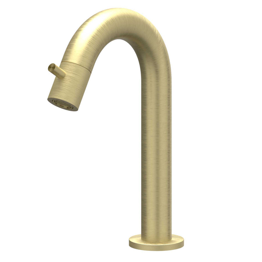 IVY Fonteinkraan gebogen staand model S – RVS316 gebr. mat goud PVD