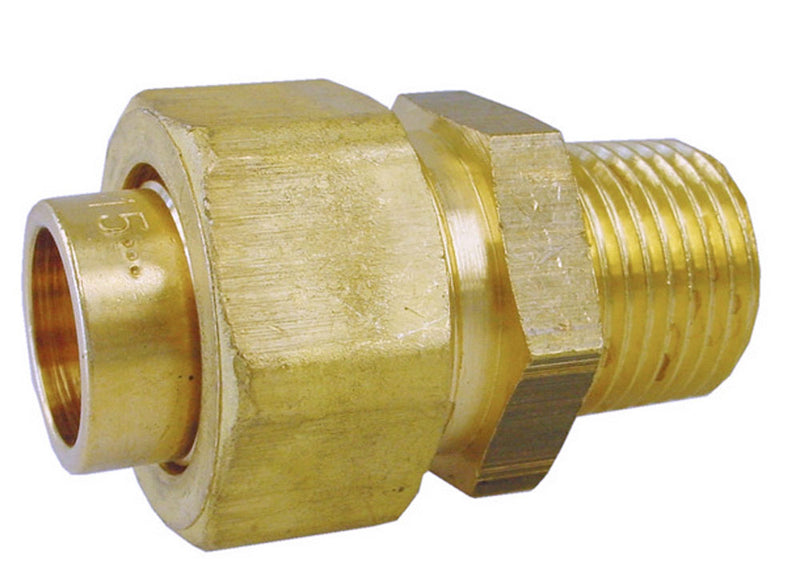 Riko soldeerfitting 3-delig recht 1/2" x 15 mm messing - productfoto