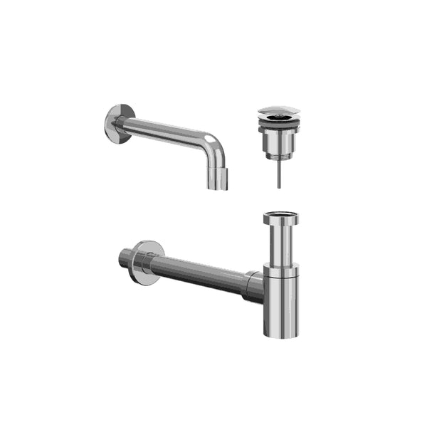 Combiset: fonteinkraan wandmodel inkortbaar, designplug always open & design sifon