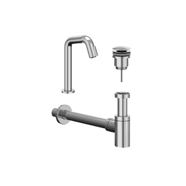 Combiset: fonteinkraan contour staand model S, designplug always open & design sifon