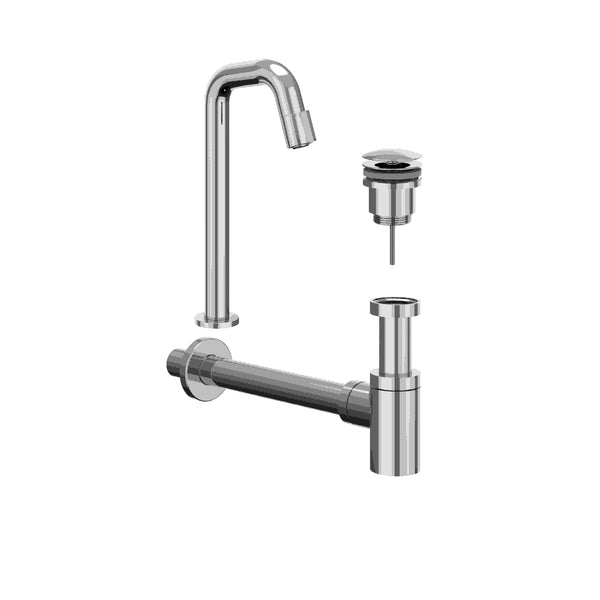 Combiset: fonteinkraan contour staand model L, designplug always open & design sifon