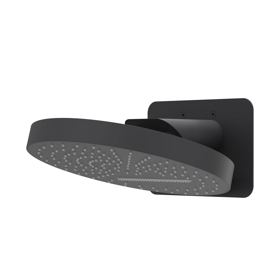 IVY Hoofddouche HALO 32cm rond met dual function, jets en cascade, inclusief wandbeugel en inbouwbox – Mat zwart PED