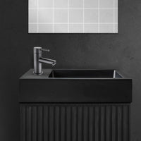 ALONI FONTEIN - ZONDER OVERLOOP - KRAANGAT LINKS OF RECHTS - KUNSTMARMER - 40X10,5X22,5CM - MAT ZWART