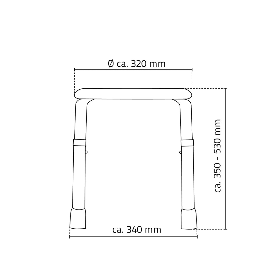 Ridder badkamerkrukje rond wit - technische tekening