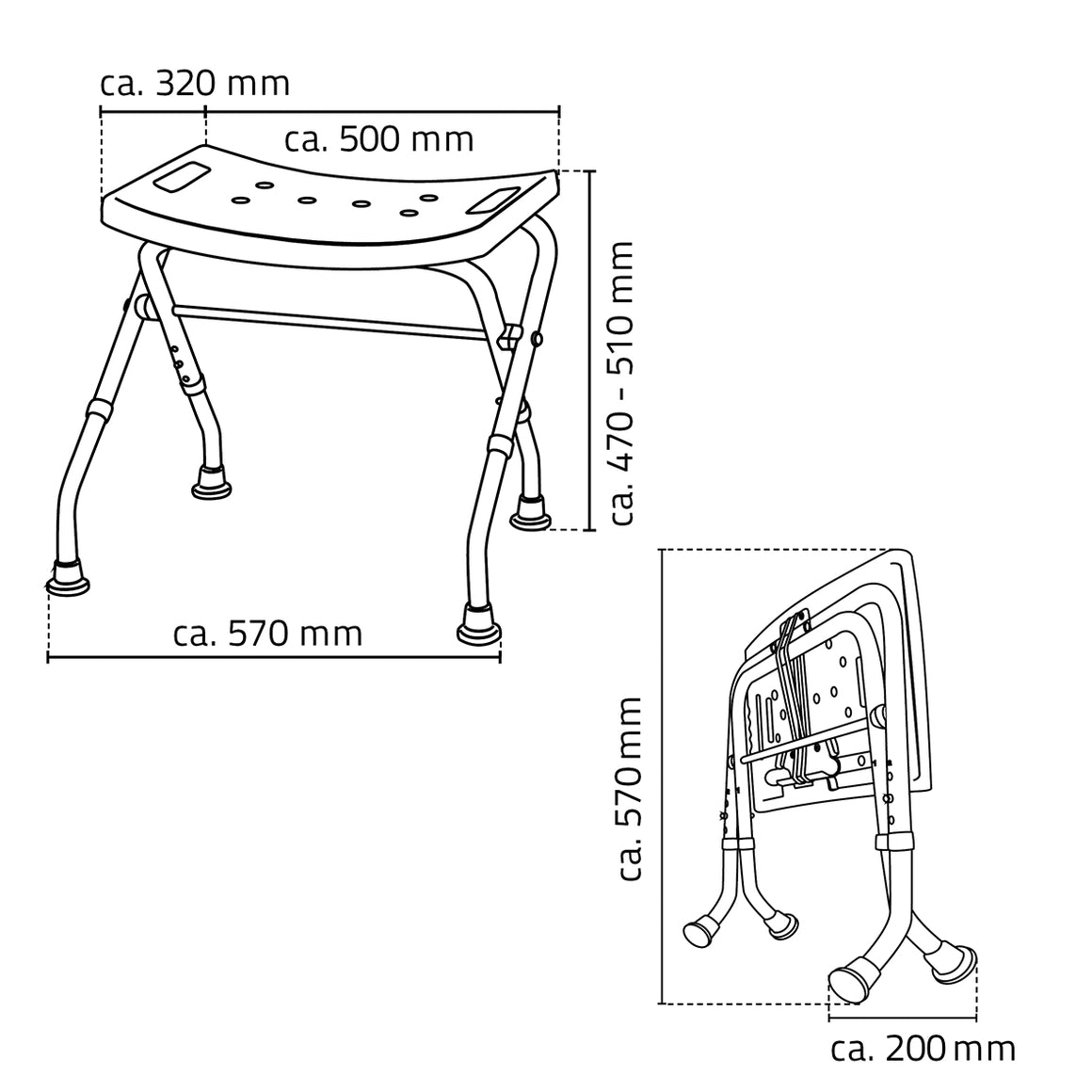 Ridder Sam badkamerkruk verstelbaar wit - technische tekening