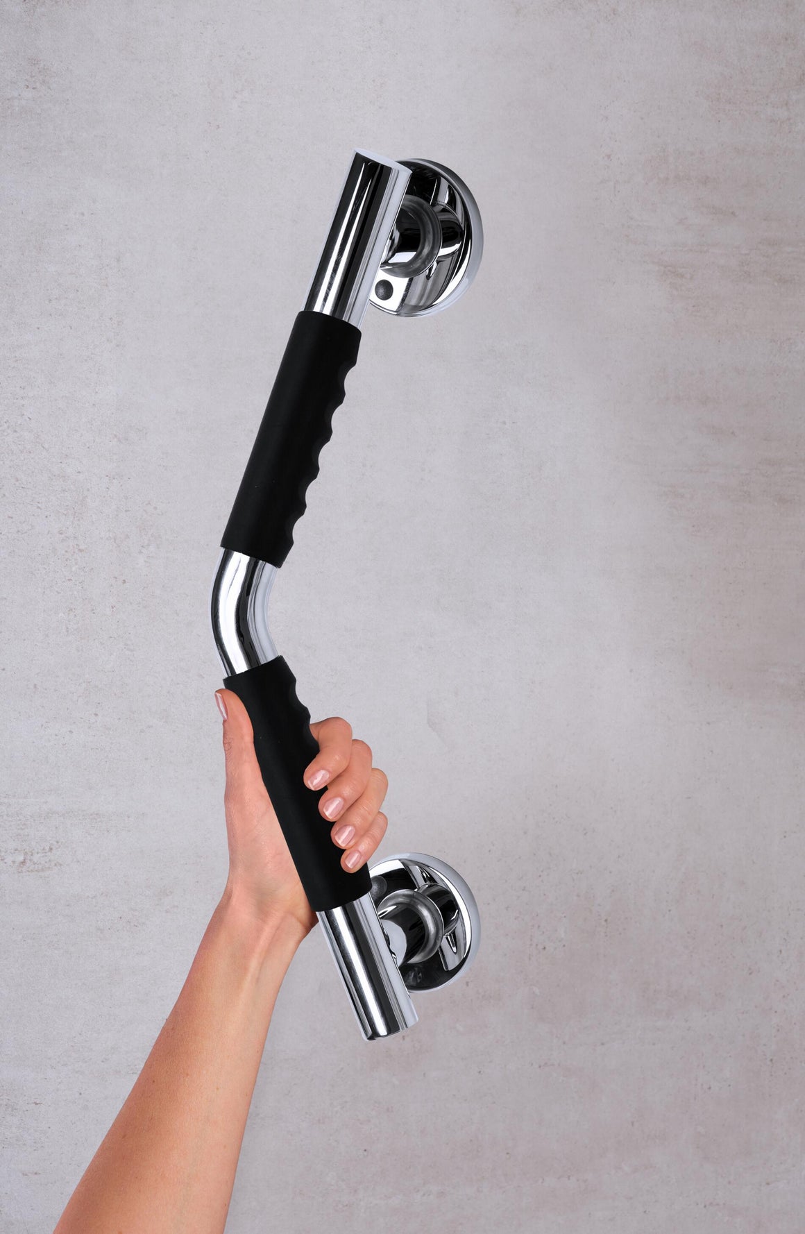 Ridder Ken hoekbadgreep met softgrip 43 cm chroom/zwart - detailfoto